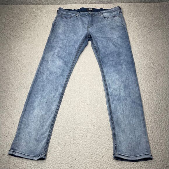 Paige Jeans Men 38 Blue Croft Lionel Skinny Transcend Washed Denim Stretch 38x32 - Picture 1 of 16